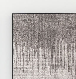 Conjunto com 3 Quadros Rabisco Cinza Com Moldura Filete Preta - Vertical