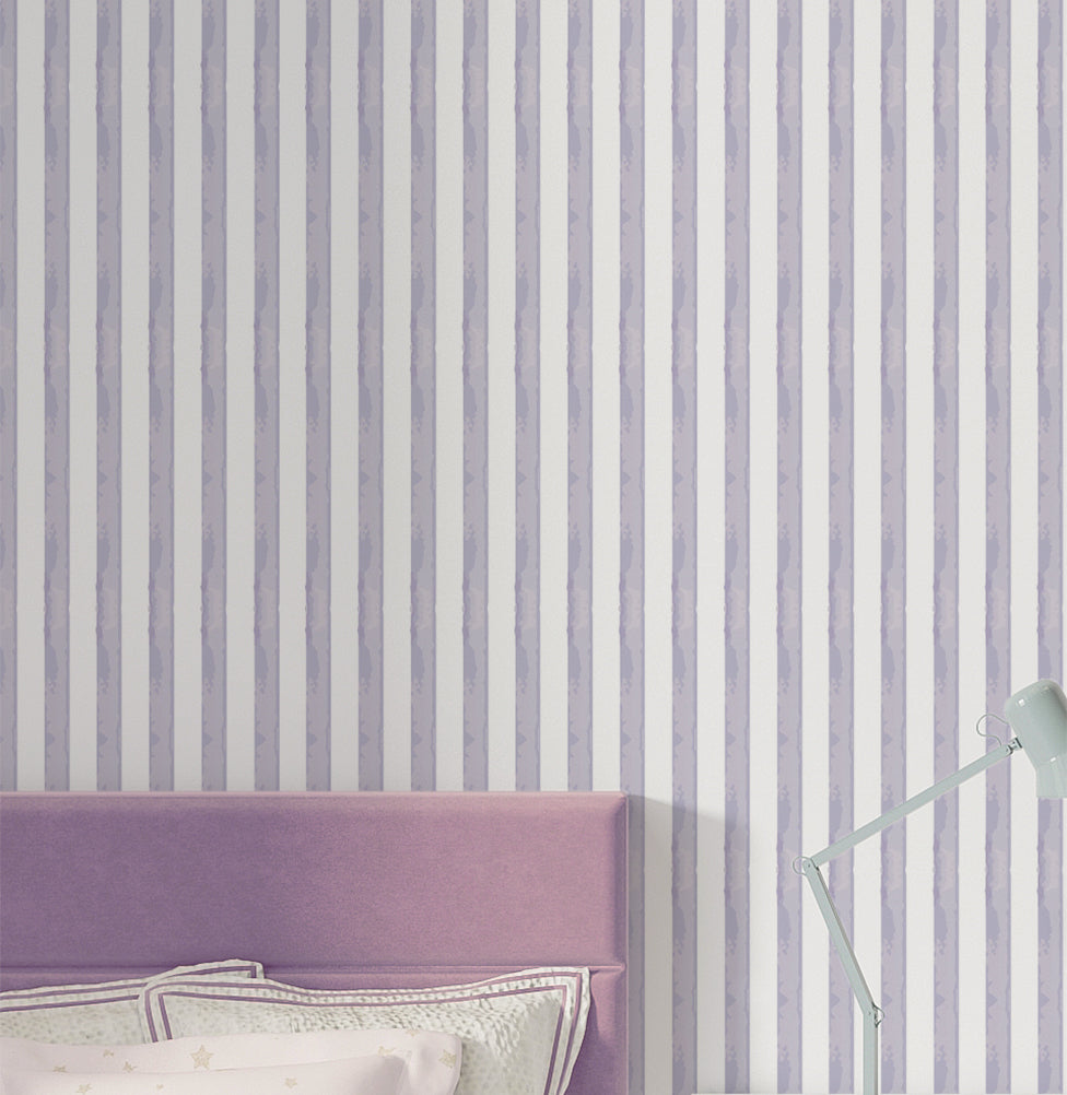 Papel de Parede Infantil Listra Aquarela Lilás