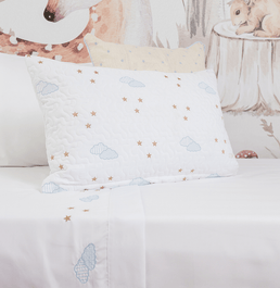 Capa de Almofada Bordado Nuvem 60x40cm - Branco