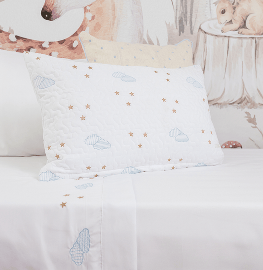 Capa de Almofada Bordado Nuvem 60x40cm - Branco