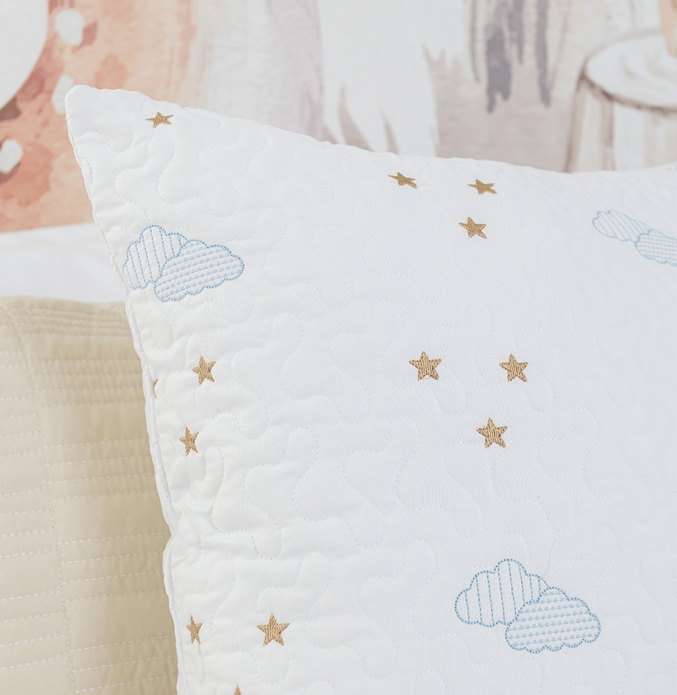 Capa de Almofada Bordado Nuvem 50x50cm - Branco