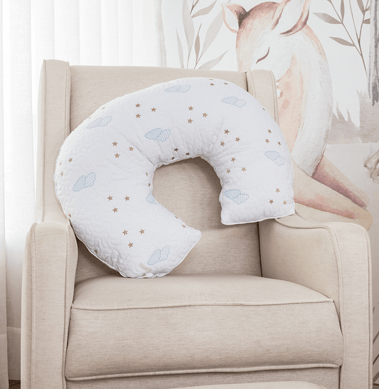 Almofada de Amamentação Bordado Nuvem - Branco