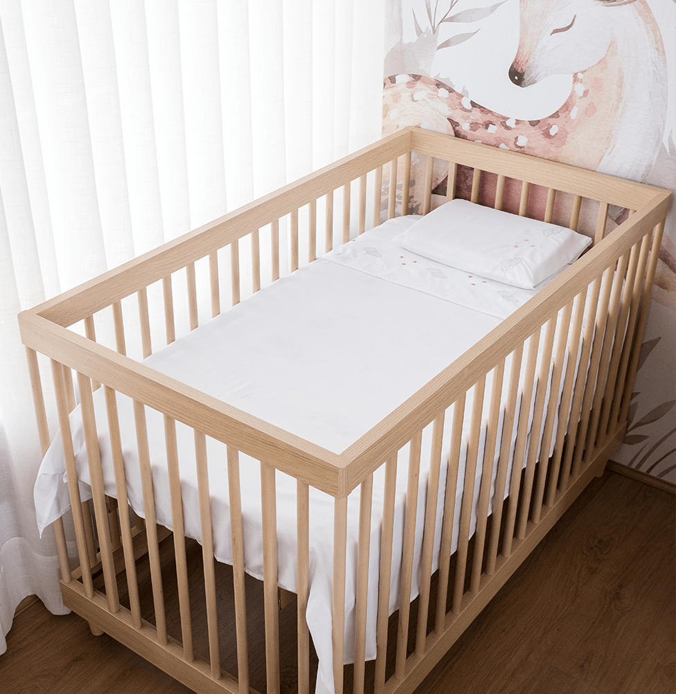 Lençol de Berço Bordado Nuvem 3 Peças - Branco