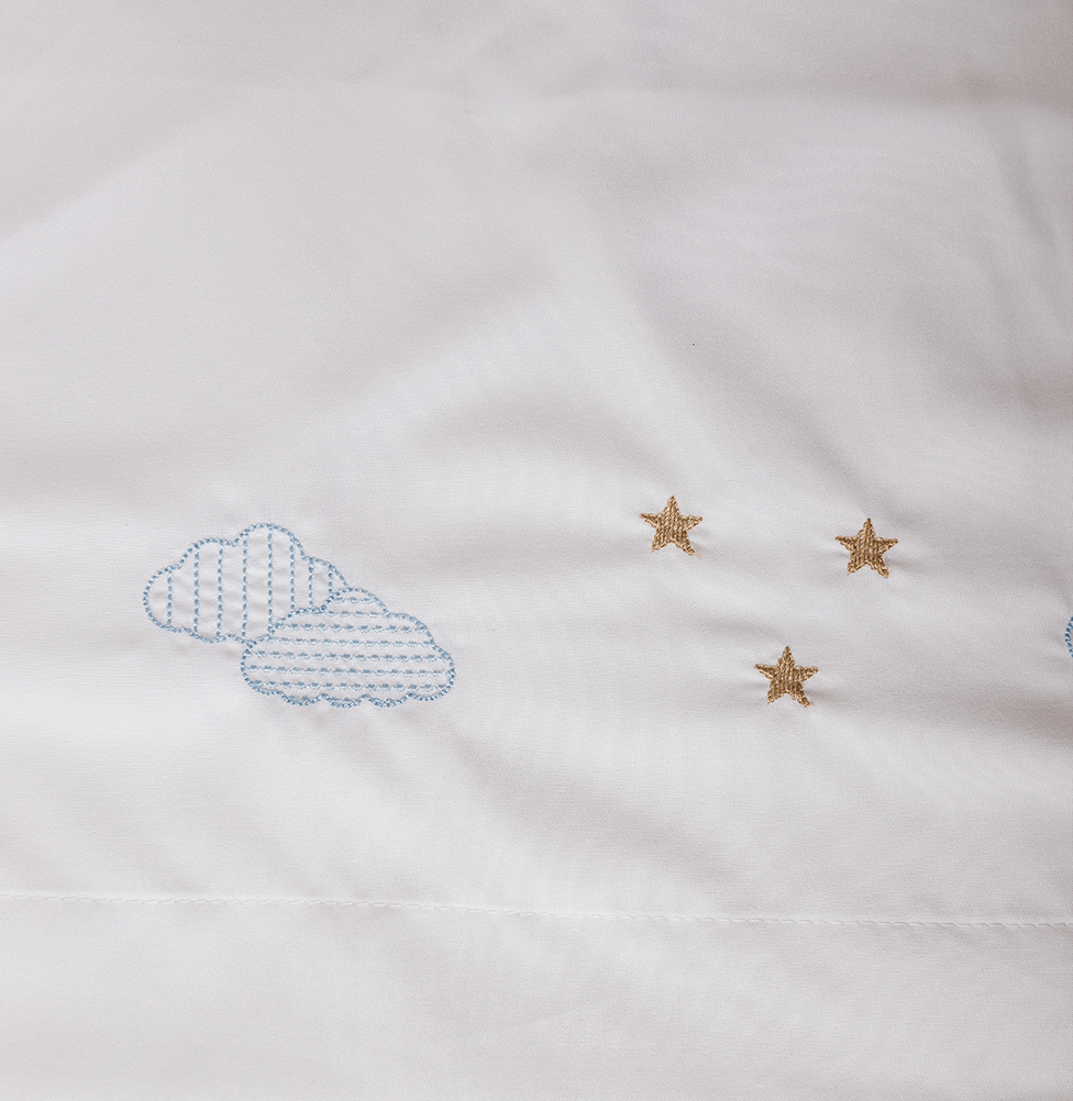 Lençol de Berço Bordado Nuvem 3 Peças - Branco