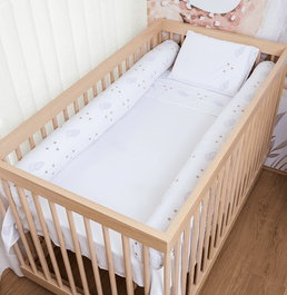 Kit 2 Rolos de Berço Bordado Nuvem 1,30m - Branco