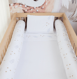 Kit 2 Rolos de Berço Bordado Nuvem 1,30m - Branco