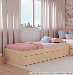 Cama Solteiro Turca Slim Com Cama Auxiliar - Carvalho