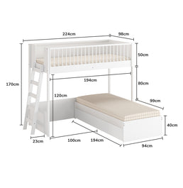 Beliche Slim Com Cama Turca Solteiro - Branco