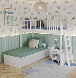 Beliche Slim Com Cama Turca Solteiro - Branco