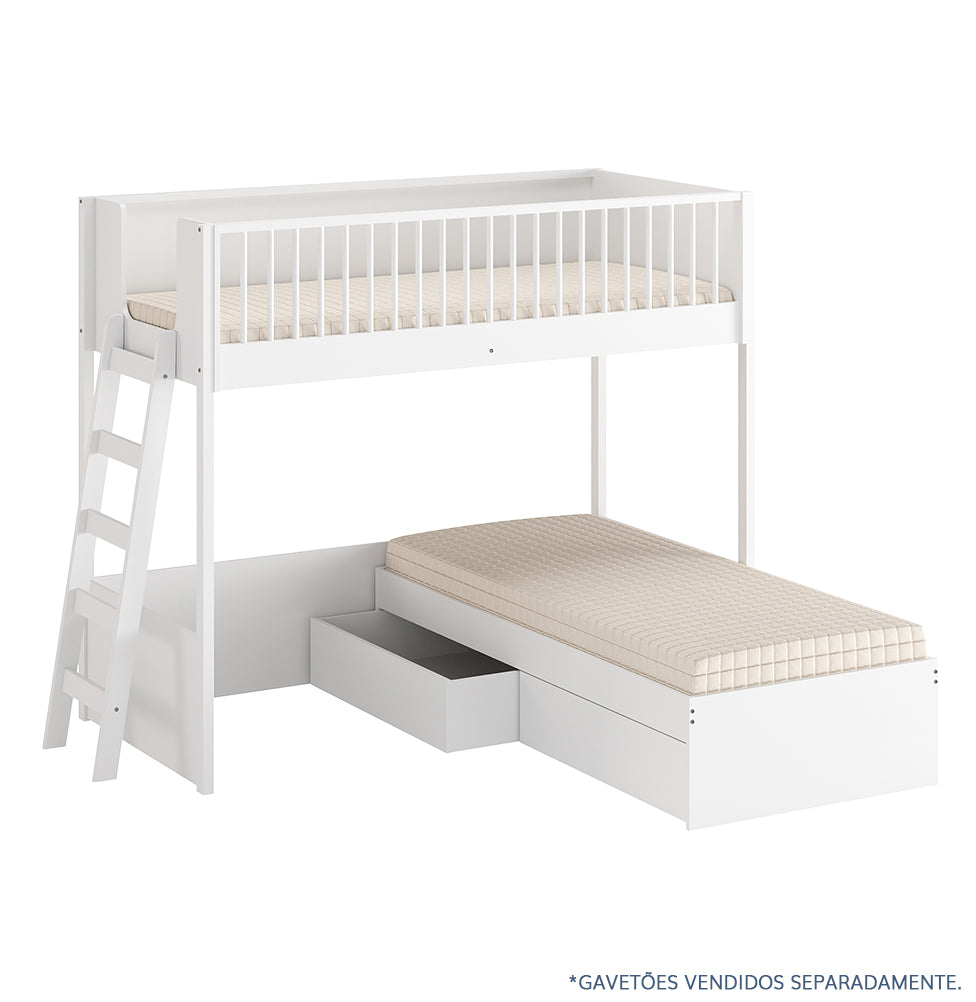 Beliche Slim Com Cama Turca Solteiro - Branco