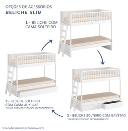Beliche Slim Com Cama Turca Solteiro - Branco