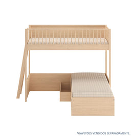 Beliche Slim Com Cama Turca Solteiro - Carvalho