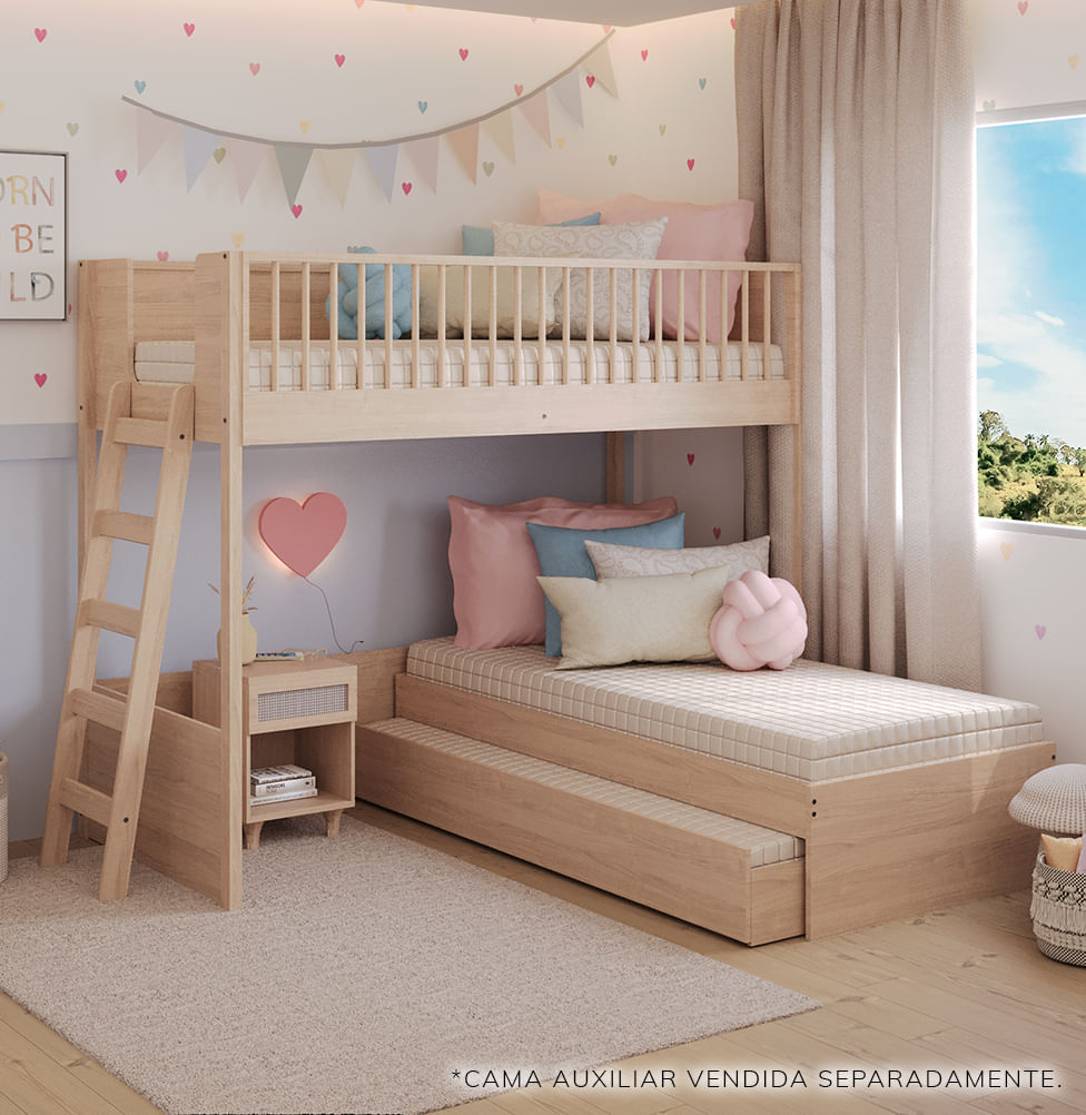 Beliche Slim Com Cama Turca Solteiro - Carvalho