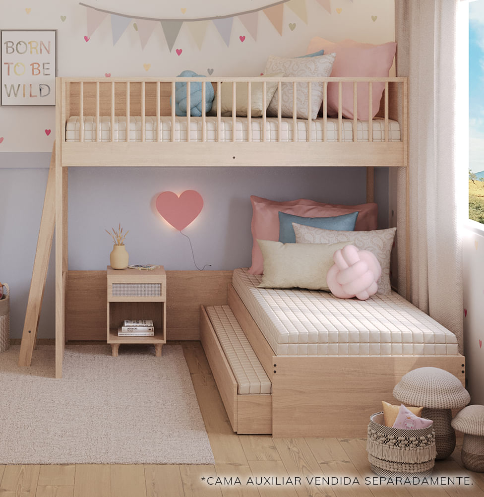 Beliche Slim Com Cama Turca Solteiro - Carvalho