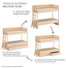 Beliche Slim Com Cama Turca Solteiro - Carvalho
