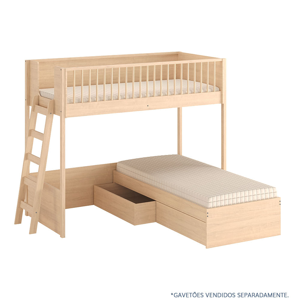 Beliche Slim Com Cama Turca Solteiro - Carvalho