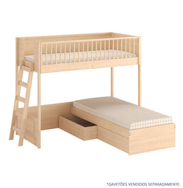 Beliche Slim Com Cama Turca Solteiro - Carvalho