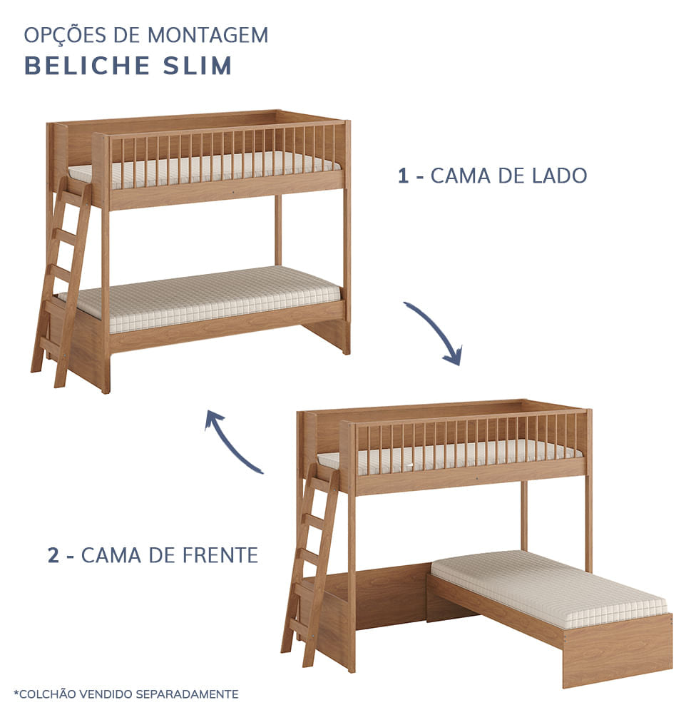 Beliche Slim Com Cama Turca Solteiro - Freijó