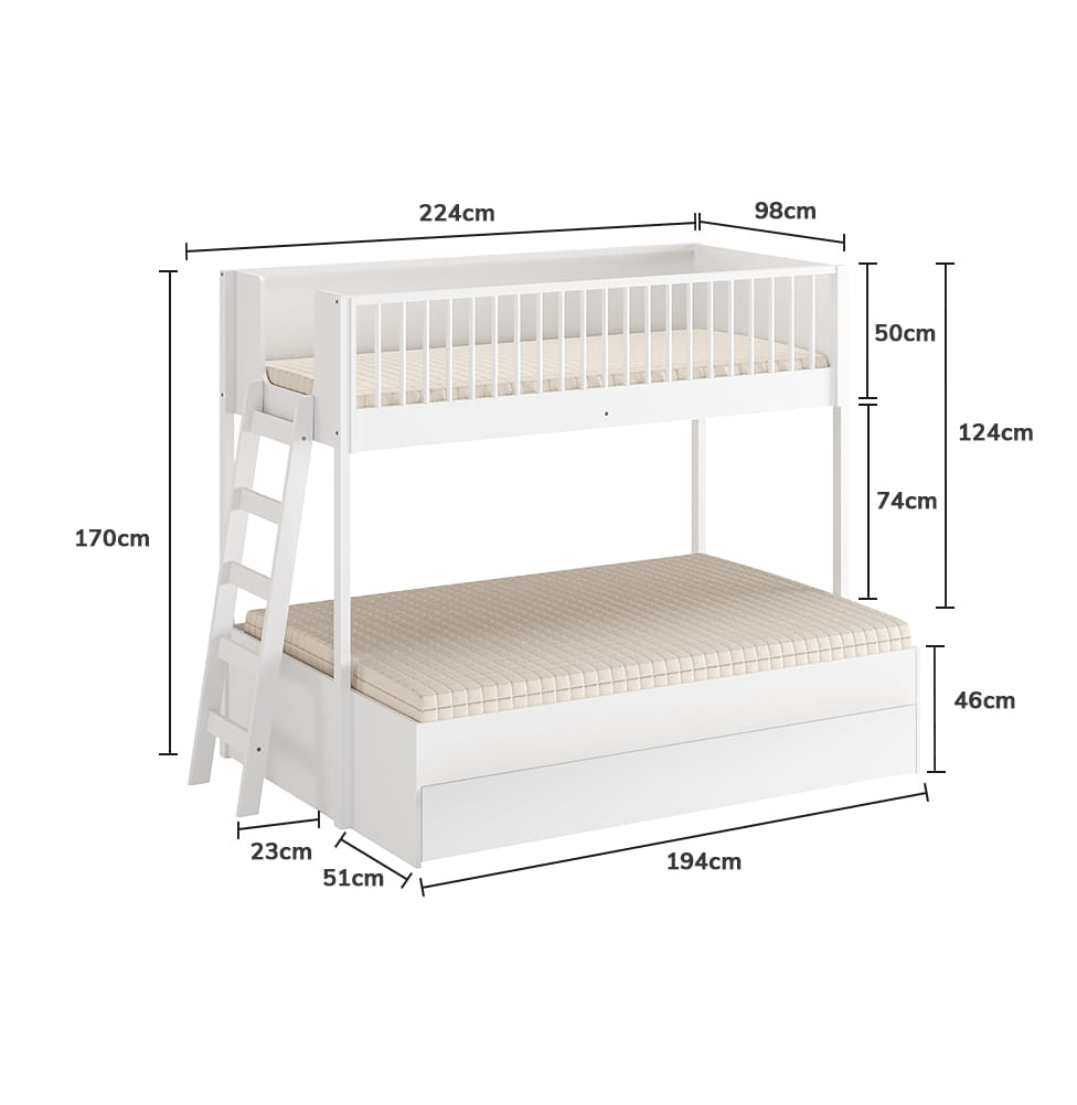 Beliche Slim Com Cama Turca Casal - Branco