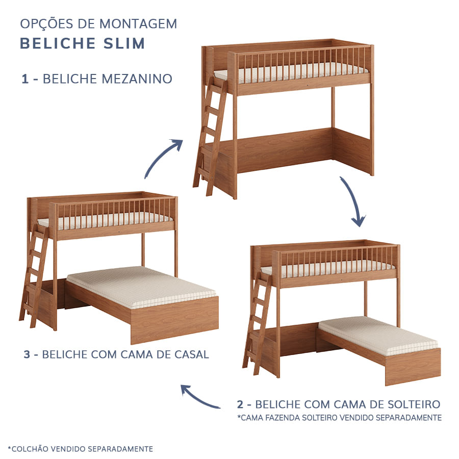 Beliche Slim Com Cama Turca Casal - Freijó