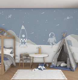 Papel de Parede Adesivo Astronauta na Lua - Mural 4m x 2,70m - Bota Fora 