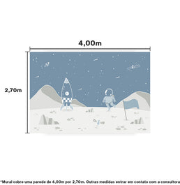 Papel de Parede Adesivo Astronauta na Lua - Mural 4m x 2,70m - Bota Fora 