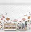 Papel de Parede Adesivo Infantil Floral Moderno Tons Terrosos - Mural 3,5m X 2,7m - Bota Fora