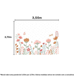 Papel de Parede Adesivo Infantil Floral Moderno Tons Terrosos - Mural 3,5m X 2,7m - Bota Fora