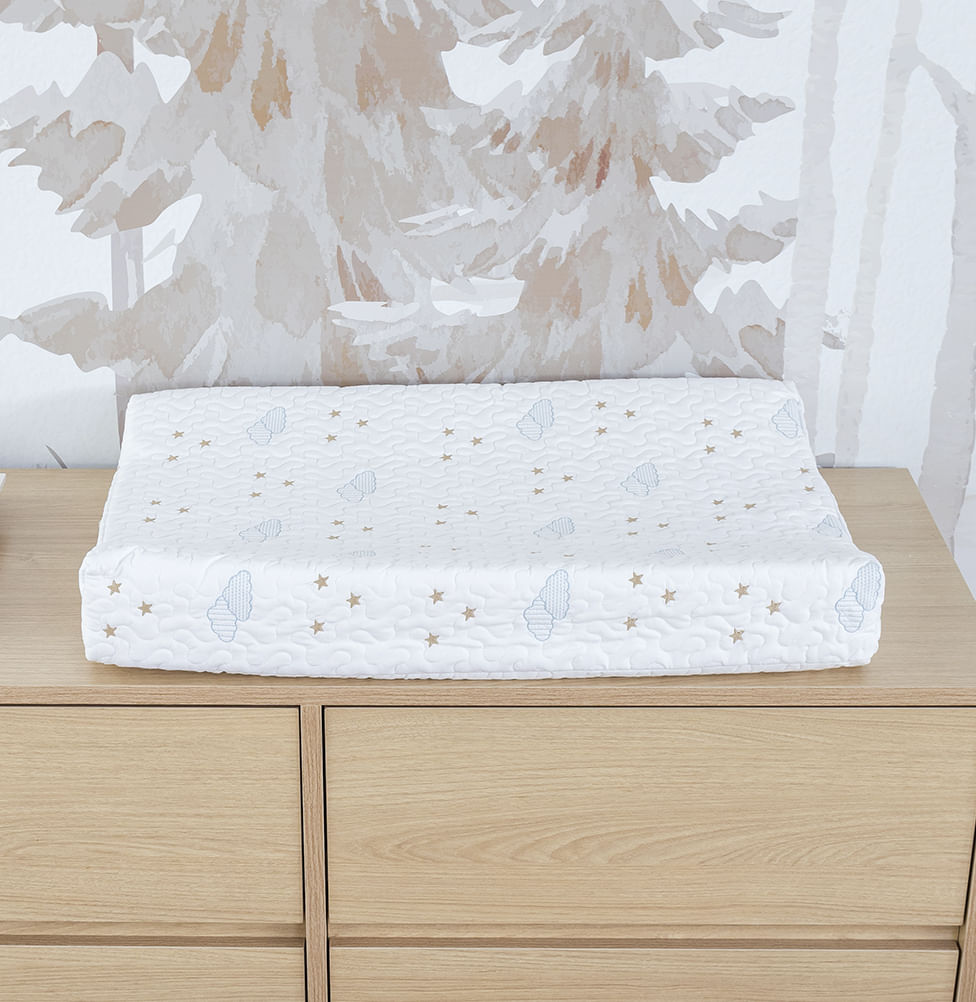 Trocador Bordado Nuvem - Branco