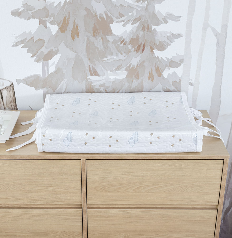 Trocador Bordado Nuvem - Branco