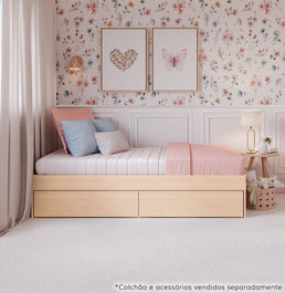 Cama Solteiro Turca Slim Com 2 Gavetas - Carvalho