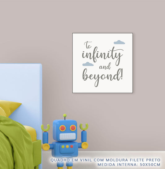 Quadro Infantil Toy "To Infinity And Beyond" Azul - Quadrado 