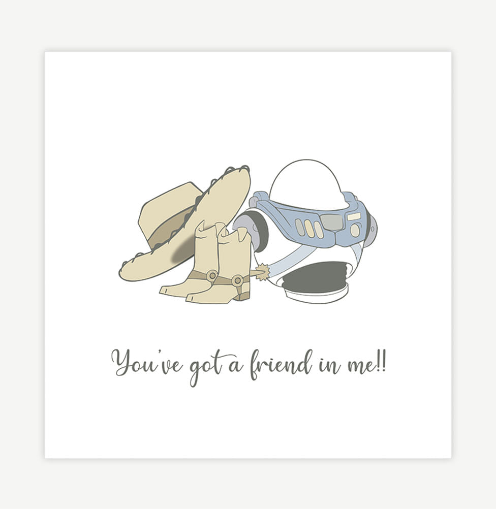 Quadro Infantil Toy "You've Got a Friend In Me" Azul - Quadrado 