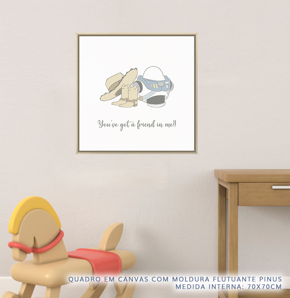 Quadro Infantil Toy "You've Got a Friend In Me" Azul - Quadrado 