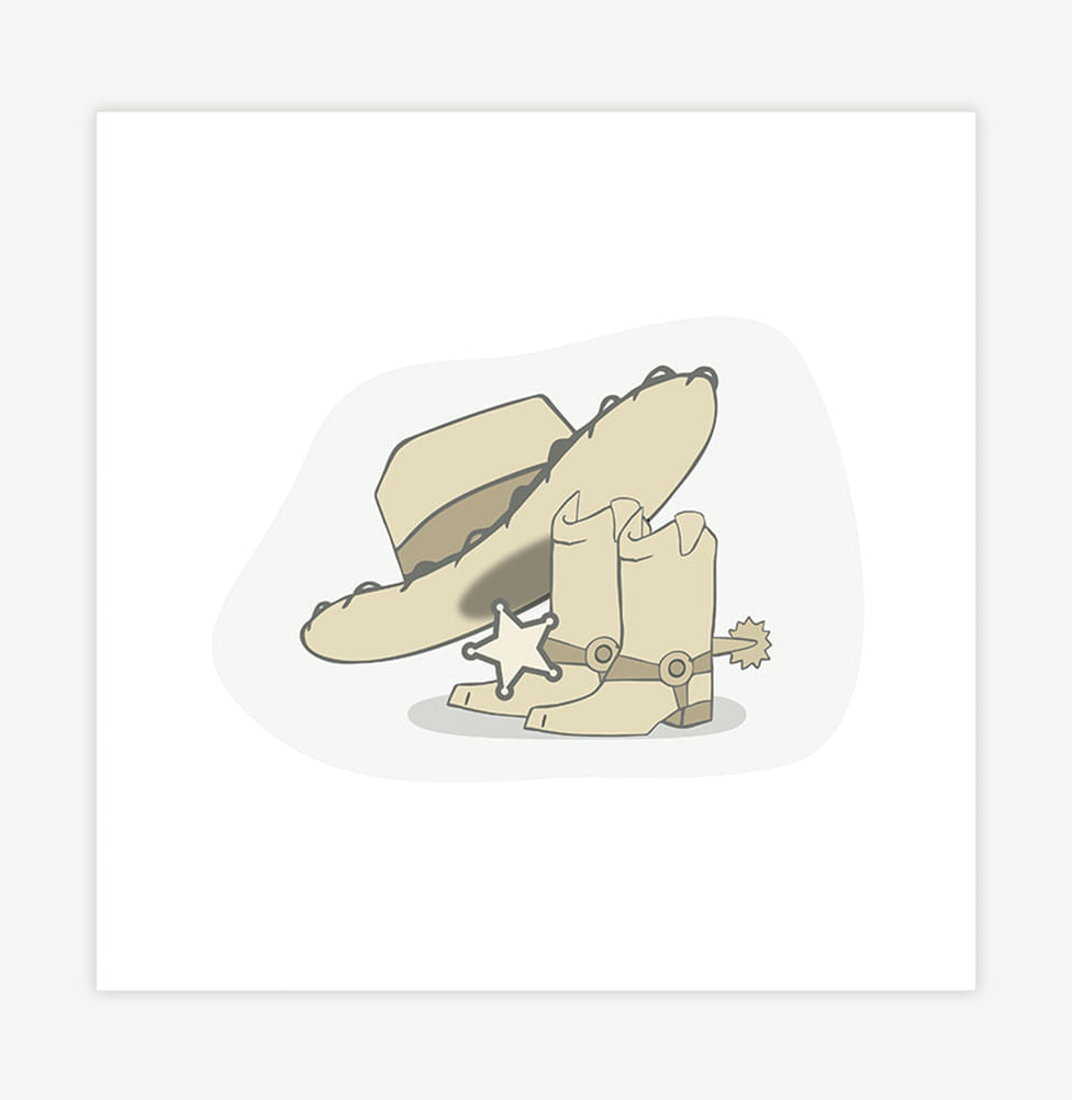 Quadro Infantil Toy Woody Azul - Quadrado