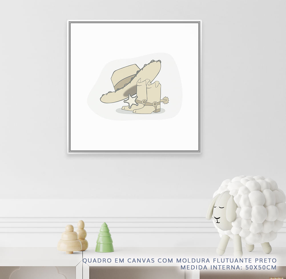 Quadro Infantil Toy Woody Azul - Quadrado