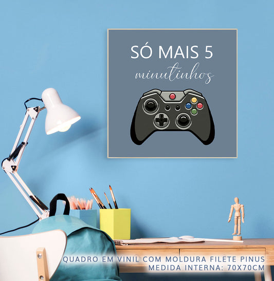 Quadro Infantil Controle Video Game Azul - Quadrado