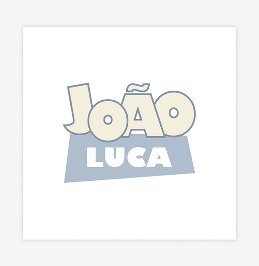 Quadro Infantil Toy com Nome Personalizado Azul - Quadrado 