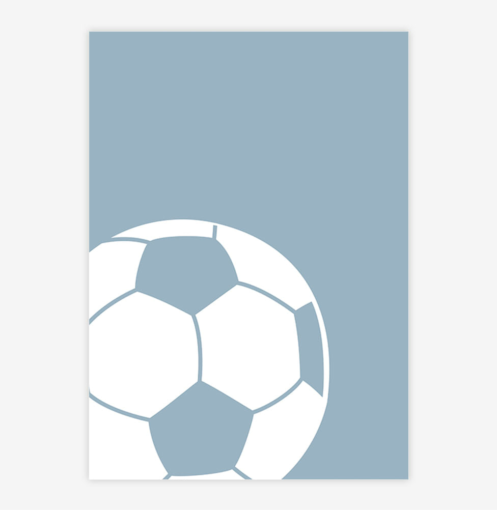 Quadro Infantil Bola de Futebol Azul - Vertical 