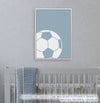 Quadro Infantil Bola de Futebol Azul - Vertical