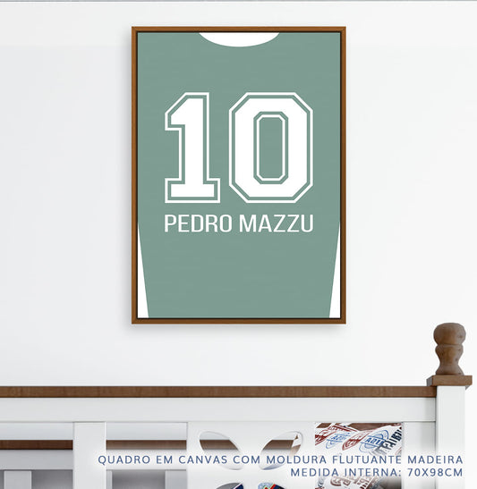 Quadro Infantil Camisa de Futebol Verde Personalizado - Vertical