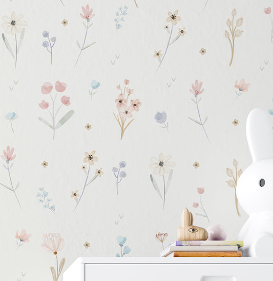 Papel de Parede Infantil Floral Candy