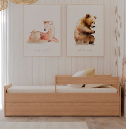 Cama Up 2 em 1 com Cama Auxiliar - Carvalho