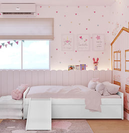 Cama Up 2 em 1 com Cama Auxiliar e Escorregador - Branco