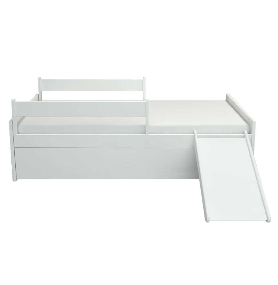 Cama Up 2 em 1 com Cama Auxiliar e Escorregador - Branco