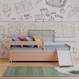 Cama Up 2 em 1 com Cama Auxiliar Carvalho e Escorregador Branco