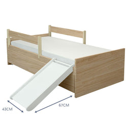 Cama Up 2 em 1 com Cama Auxiliar Carvalho e Escorregador Branco