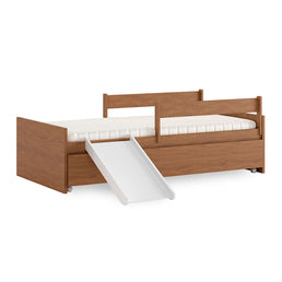 Cama Up 2 em 1 Com Cama Auxiliar Freijó e Escorregador Branco