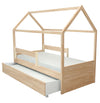 Cama com Casinha Up 2 em 1 com Cama Auxiliar - Carvalho