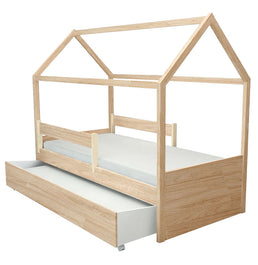 Cama com Casinha Up 2 em 1 com Cama Auxiliar - Carvalho